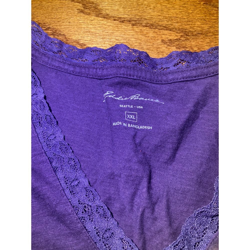 Eddie Bauer‎ Purple Short Sleeved Shirt with Lace Size XXL - Picture 3 of 4